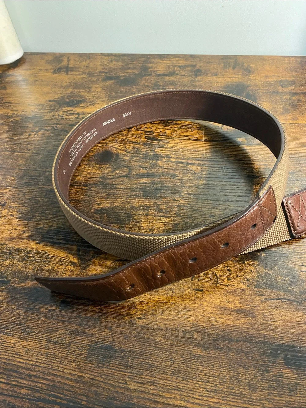 Carhartt Brown Canvas and Leather Work Belt with Metal Buckle